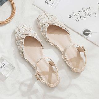 Block Heel Embellished Ankle Strap Sandals