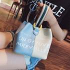 Faux Leather Lettering Bucket Bag