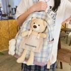 Bear Plush Plaid Backpack