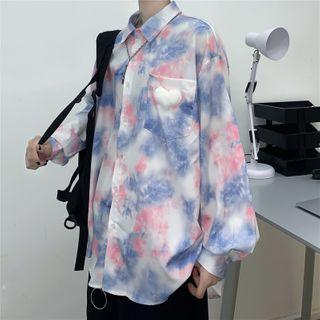 Tie-dyed Front Pocket Button-down Shirt
