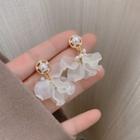 Faux Pearl Petal Acrylic Fringed Earring 1 Pair - Gold & White - One Size