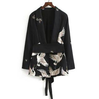 Crane Print Blazer