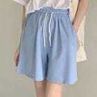 Drawstring Wide Leg Shorts Blue - One Size