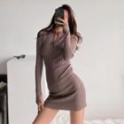 Half-zipper Knit Mini Dress In 6 Colors