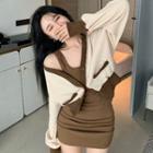 Two-tone Cardigan / Mini Tank Dress
