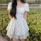 Puff Sleeve Floral A-line Dress