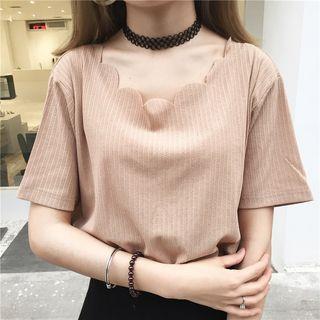 Scallop Collar Short-sleeve T-shirt