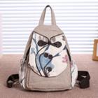 Flower Print Frog-button Backpack Brown - One Size
