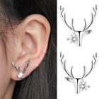 Rhinestone Deer Earring With Earring Back - 1 Pair - Earring - As Shown In Figure - One Size