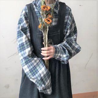 Rose Embroidered Midi Denim Overall Dress