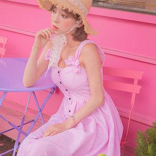 Buttoned Stripe A-line Long Sundress