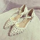 Ankle-strap Studded Flats
