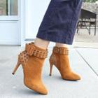 Faux Suede Studded High Heel Booties