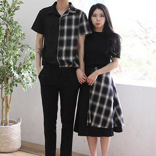 Couple Matching Short-sleeve Shirt / Midi Skirt / Short-sleeve Top