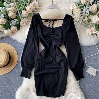 Cross Chain Cutout Ruched Dress