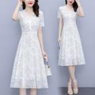 Floral Chiffon Short-sleeve A-line Dress