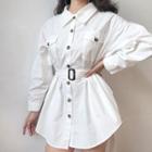 Long-sleeve Single-breasted Shirtdress
