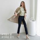 High-neck Buttoned Long Jacket
