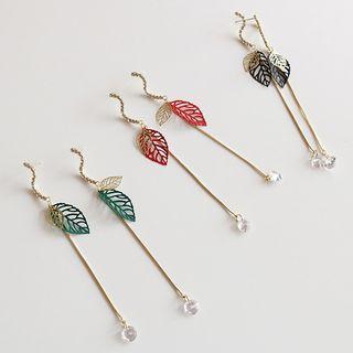 Leaf Faux Crystal Dangle Earring