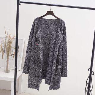 Melange Long Cardigan Black - One Size
