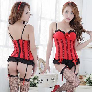 Lace-trim Corset Set