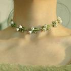 Flower Freshwater Pearl Alloy Choker Gold - One Size
