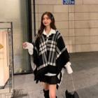 Long-sleeve Shirt / Reversible Plaid Poncho