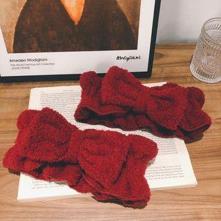Bow Fleece Face Wash Headband Red - One Size