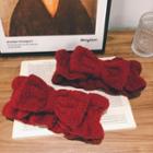 Bow Fleece Face Wash Headband Red - One Size