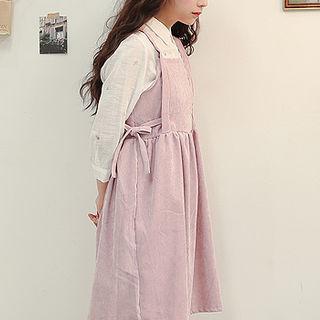 Tie-side Corduroy Overall Dress
