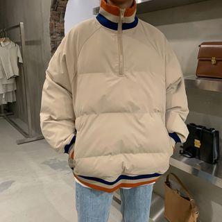 Contrast Trim Padded Half-zip Jacket