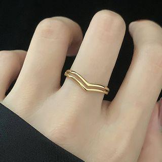 Stainless Steel V Shape Layered Ring