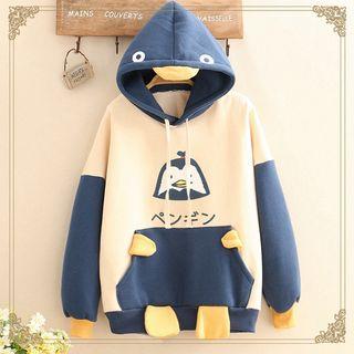 Penguin Print Color-block Hoodie