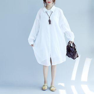 Long-sleeve Stripe Light Shirtdress