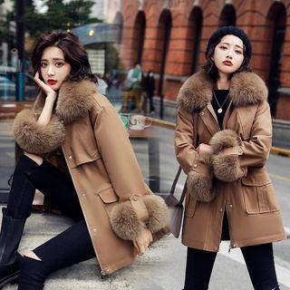 Fluffy Trim Button-up Coat
