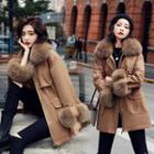 Fluffy Trim Button-up Coat