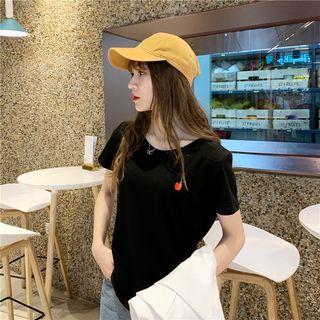 Apple Embroidered Short Sleeve T-shirt