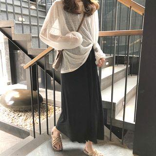 Plain Loose-fit Long-sleeve Top / Plain Sleeveless Dress