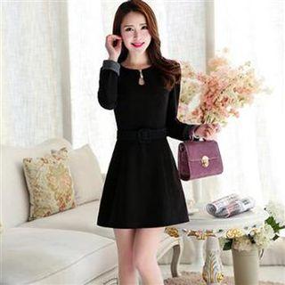 Long-sleeve Buckled Dress