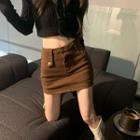 High-waist Skinny A-line Mini Skirt