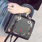 Faux-leather Embroidered Hand Bag