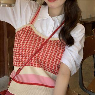 Short-sleeve Shirt / Spaghetti Strap Knit Top