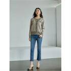Round-neck Plaid Cardigan Mint Green - One Size