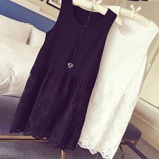 Lace Overlay Sleeveless Dress