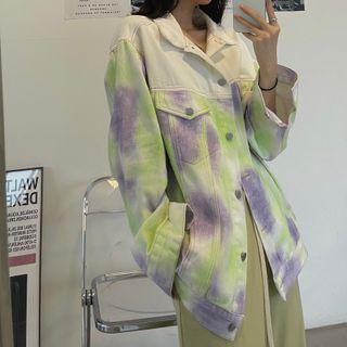 Long-sleeve Tie-dye Denim Jacket