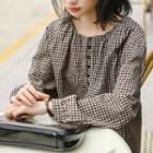 Buttoned Gingham Blouse