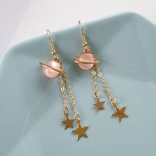 Planet & Star Dangle Earring 1 Pair - Hook Earring - One Size
