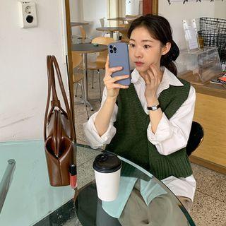 V-neck Wool Blend Sweater Vest