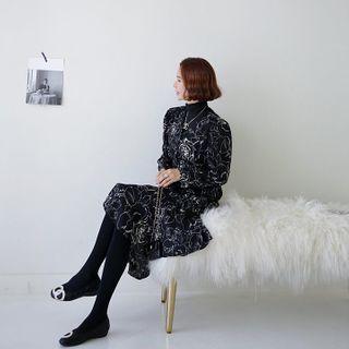 Ruffled Floral Midi Shirtdress