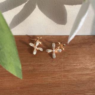 Rhinestone Flower Dangle Earring 1 Pair - Rhinestone Flower Dangle Earring - One Size